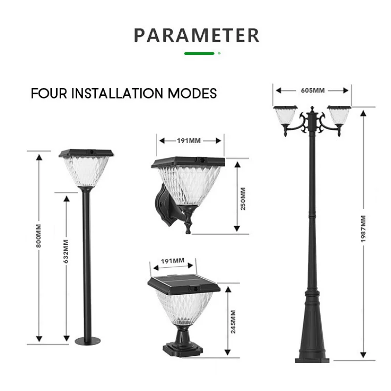 Goldsuno 3CCT Solar Lawn Post Light, 3000K 4000K 5000K Selectable 5W Outdoor Solar Post Light for Lawn Garden Pathway
